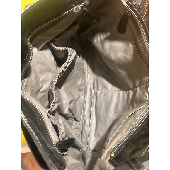 Coach Poppy Op Art C Patent Leather Baby Diaper Bag Bear Tag Super Size X-large - Picture 6 of 10